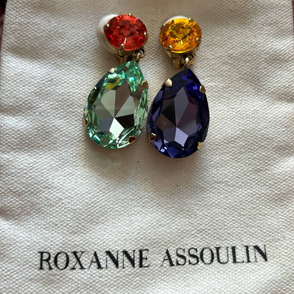 Clip-on multi-color stone earrings